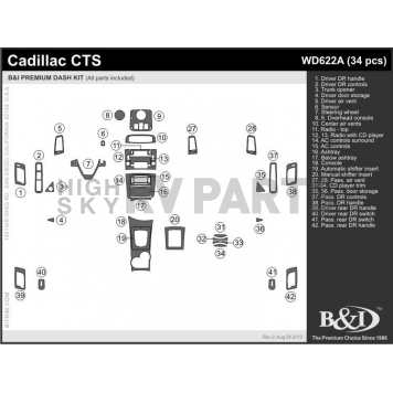 B & I Fender Dash Panel Trim WD622ASCD-1