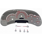 US Speedo Gauge Face Overlay - Silver Daytime Color/ Red Letter Color - SSGM01R