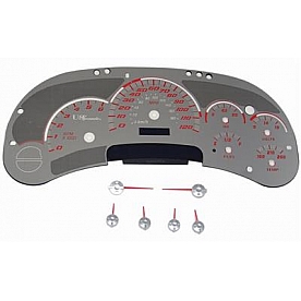 US Speedo Gauge Face Overlay - Silver Daytime Color/ Red Letter Color - SSGM01R