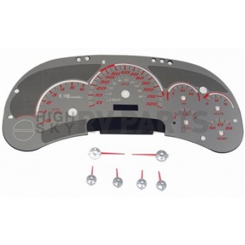 US Speedo Gauge Face Overlay - Silver Daytime Color/ Red Letter Color - SSGM01R