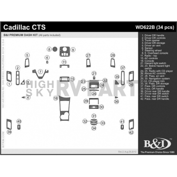 B & I Fender Dash Panel Trim WD622BSCD-1