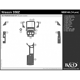B & I Fender Dash Panel Trim WD814ARBA
