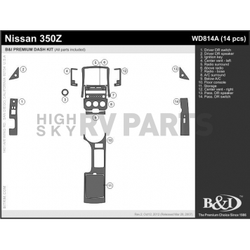 B & I Fender Dash Panel Trim WD814ARBA