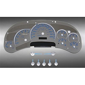 US Speedo Gauge Face Overlay - Silver Daytime Color/ Blue Letter Color - SSGM02B