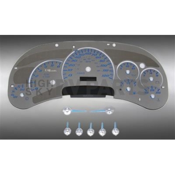 US Speedo Gauge Face Overlay - Silver Daytime Color/ Blue Letter Color - SSGM02B