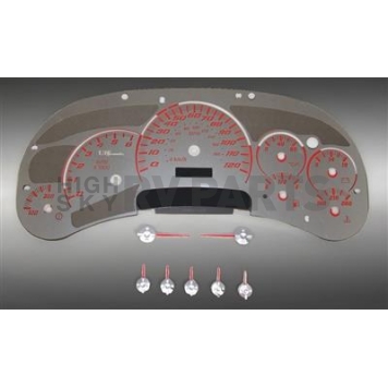 US Speedo Gauge Face Overlay - Silver Daytime Color/ Red Letter Color - SSGM02R