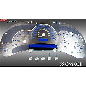 US Speedo Gauge Face Overlay - Silver Daytime Color/ Blue Letter Color - SSGM03B