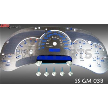 US Speedo Gauge Face Overlay - Silver Daytime Color/ Blue Letter Color - SSGM03B