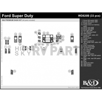 B & I Fender Dash Panel Trim WD820BSDB