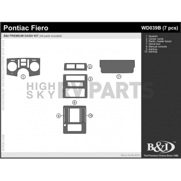 B & I Fender Dash Panel Trim WD039BSNB