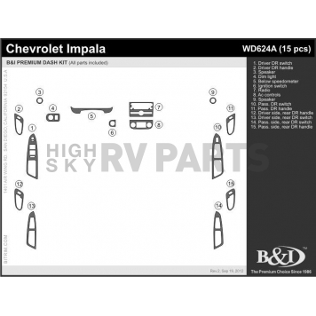 B & I Fender Dash Panel Trim WD624ASCD