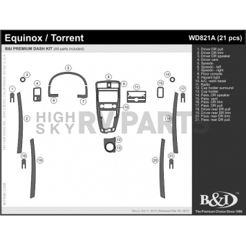 B & I Fender Dash Panel Trim WD821ASNB-1