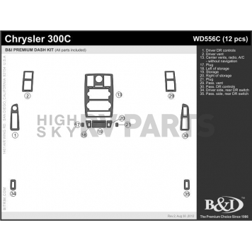B & I Fender Dash Panel Trim WD556CDRW-1