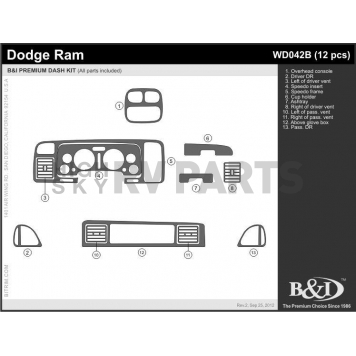 B & I Fender Dash Panel Trim WD042BLT-2