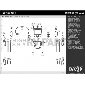 B & I Fender Dash Panel Trim WD625ARBA-1