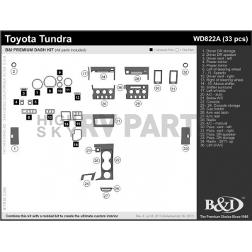 B & I Fender Dash Panel Trim WD822ACF1-1