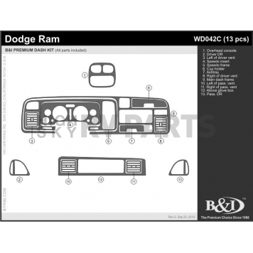 B & I Fender Dash Panel Trim WD042CSDB-1