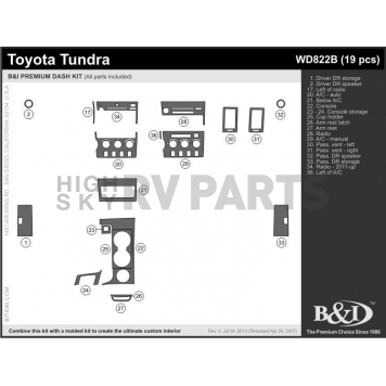 B & I Fender Dash Panel Trim WD822BCF1-1