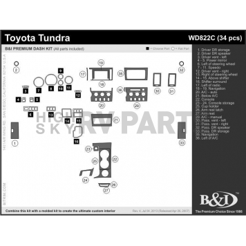 B & I Fender Dash Panel Trim WD822CSDB