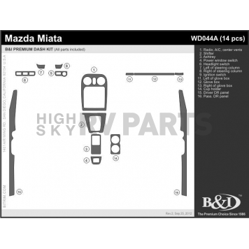 B & I Fender Dash Panel Trim WD044ASNB-1