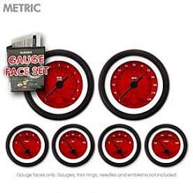 Aurora Instuments Gauge Face Overlay - Fiber Red Daytime Color/ White Letter Color - 8435