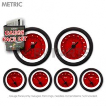 Aurora Instuments Gauge Face Overlay - Fiber Red Daytime Color/ White Letter Color - 8435