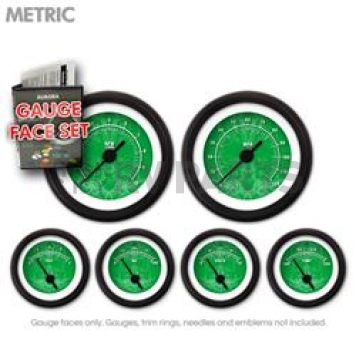 Aurora Instuments Gauge Face Overlay - Fiber Green Daytime Color/ White Letter Color - 8437