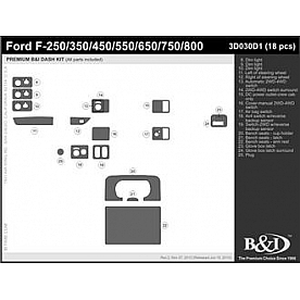 B & I Fender Dash Panel Trim 3D030D1DOX
