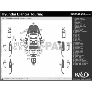 B & I Fender Dash Panel Trim WD934ADRW-1