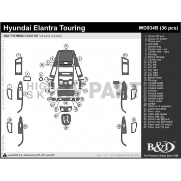 B & I Fender Dash Panel Trim WD934BDRW