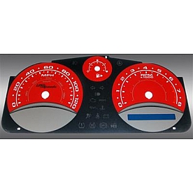US Speedo Gauge Face Overlay - Red Daytime Color/ White Letter Color - COB065