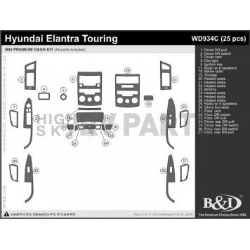 B & I Fender Dash Panel Trim WD934CDRW-1