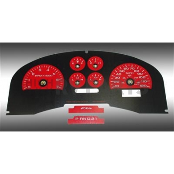 US Speedo Gauge Face Overlay - Red Daytime Color/ White Letter Color - FX4045