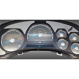 US Speedo Gauge Face Overlay - Silver Daytime Color/ Blue Letter Color - SSGM22B