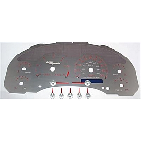 US Speedo Gauge Face Overlay - Silver Daytime Color/ Red Letter Color - SSGM25R
