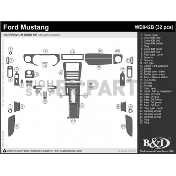 B & I Fender Dash Panel Trim WD942BCF1-1