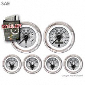 Aurora Instuments Gauge Face Overlay - Fiber Silver Daytime Color/ Black Letter Color - 2044