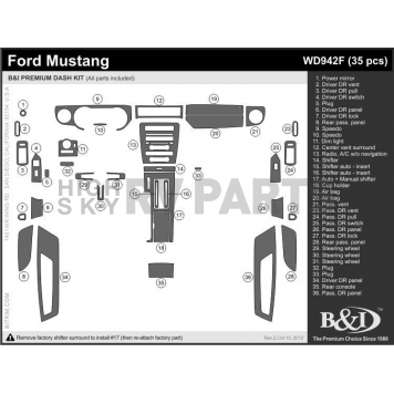 B & I Fender Dash Panel Trim WD942FDC3-1