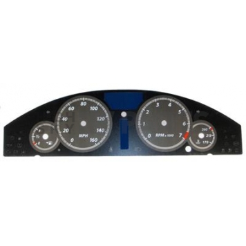 US Speedo Gauge Face Overlay - Black Daytime Color/ White Letter Color - 300061