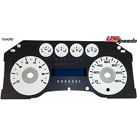 US Speedo Gauge Face Overlay - White Daytime Color/ Black Letter Color - FX4090