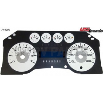 US Speedo Gauge Face Overlay - White Daytime Color/ Black Letter Color - FX4090