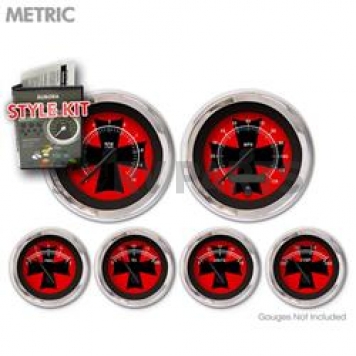 Aurora Instuments Gauge Face Overlay - Fiber Red Daytime Color/ White Letter Color - 5257