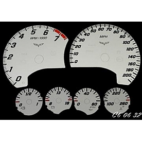 US Speedo Gauge Face Overlay - Silver Daytime Color/ Black Letter Color - C60632