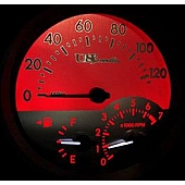 US Speedo Gauge Face Overlay - Silver Daytime Color/ Red Letter Color - SSSCI04R