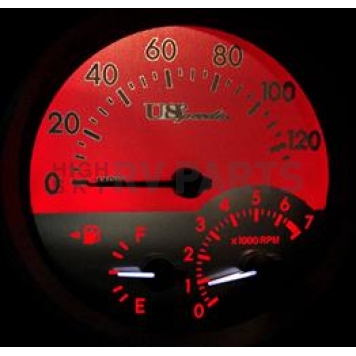US Speedo Gauge Face Overlay - Silver Daytime Color/ Red Letter Color - SSSCI04R