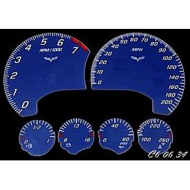 US Speedo Gauge Face Overlay - Blue Daytime Color/ White Letter Color - C60634