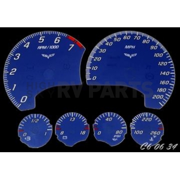 US Speedo Gauge Face Overlay - Blue Daytime Color/ White Letter Color - C60634