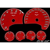 US Speedo Gauge Face Overlay - Red Daytime Color/ White Letter Color - C60635