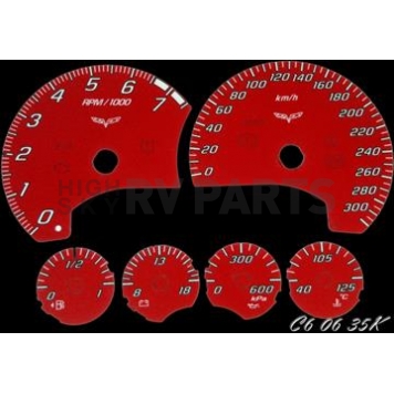 US Speedo Gauge Face Overlay - Red Daytime Color/ White Letter Color - C60635