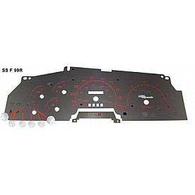 US Speedo Gauge Face Overlay - Silver Daytime Color/ Red Letter Color - SSF99R